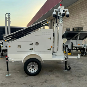 HANKUN Mobile Economic Security System Solar Light Tower CCTV Camera Tower with 3*460W Solar Panel and Trailer