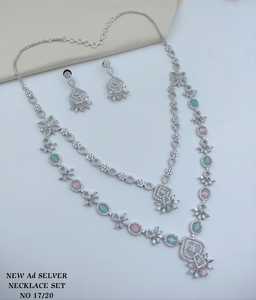 Conjunto de Collar de Lujo al por Mayor con Circonita Cúbica, Joyería de Fantasía Premium, Bañado en Rodio, Corte Marquesa, Forma de Estrella, Gargantilla de Doble Capa - Product Image 5