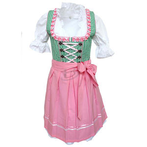Robe Dirndl Bavaroise Allemande Vintage en Coton 100% Fait Main, Motif Écossais Bleu Ciel, Silhouette Tablier Mini, avec Soutien-Gorge Intégré, Sans Manches, Idéale pour l'Été - Product Image 3