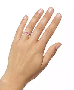 Smeraldo coltivato in laboratorio (3/8 ct. T. w.) & Zaffiro bianco coltivato in laboratorio (1/4 ct. T. w.) Cinturino in argento Sterling placcato oro 14k (anche in laboratorio- - Product Image 2