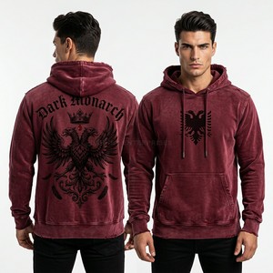 Sweat-shirt à capuche zippé personnalisé pour homme, streetwear, imprimé multi-graphe, design squelette Gargoyle, en molleton de coton surdimensionné - Product Image 6