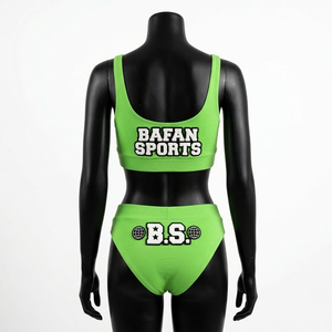 Conjunto de Bikini de Dos Piezas para Mujer, Tela Elástica de Poliéster y Spandex de 200 GSM, Traje de Baño Verde Lima, Logotipo Personalizado - Product Image 2