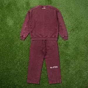 ชุดเซ็ตเสื้อสเวตเชิ้ตคอกลมสีเบอร์กันดีทรงโอเวอร์ไซส์แบบย้อมสีเอซิด พร้อมกางเกงจ็อกเกอร์ลำลองสไตล์สตรีทแวร์เข้าชุดกัน สองชิ้น - Product Image 5