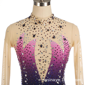 Ballet <b>Dress</b> Silk/Cotton High Elasticity Competition <b>Skating</b> Wear Long Sleeve - Product Image 4