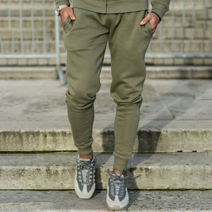 Men's Olive Green Hooded <b>Tracksuit</b> Full Zip Sweatshirt Jogger Set Solid Color Casual Wear Breathable Cotton Autumn Outfit - Product Image 6