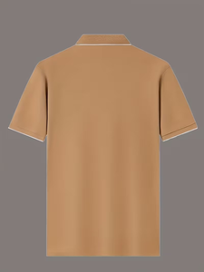 Men's White Short Sleeve Button-Up Shirt Polyester/Cotton Jersey Fabric Breathable Casual Design Front Logo Print Regular Fit - Product Image 3