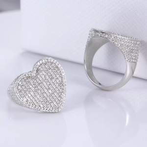 Women's 925 Silver Heart Shape Diamond <b>Cocktail</b> <b>Ring</b> Pave Setting Romantic Style - Product Image 1