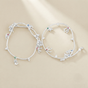 Chaîne de cheville DIVYORO en argent ornée de pierres perlées - Product Image 2