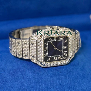 Reloj de Lujo de Acero Inoxidable Plateado con Moissanita de la Mejor Calidad, Elegante, con Movimiento Incrustado de Diamantes Genuinos, Reloj de Pulsera para Hombre - Product Image 1