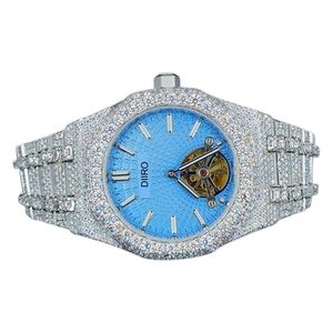 Montre mécanique vintage de luxe en acier inoxydable avec cadran bleu, verre cristal, boîtier rond, design unisexe - Product Image 4