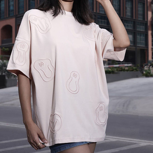 Camiseta Premium para Mujer, Bordada, de Algodón, Estilo Vintage, Casual, Streetwear, Moda de Verano - Product Image 1