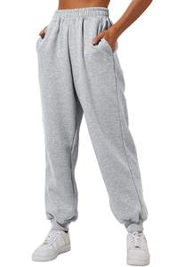 Pantalon Harem en Polaire Rose pour Femme, Taille Haute Élastique, Longueur Cheville, Joggers Décontractés avec Poches Latérales, Couleur Unie, Coupe Ample - Product Image 6