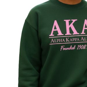 เสื้อสเวตเตอร์คอกลมปักลายตัวอักษรกรีกสีเขียว เสื้อสเวตเตอร์ผ้าฝ้ายลำลองสำหรับผู้หญิง สไตล์วิทยาลัย แขนยาว แฟชั่น - Product Image 3