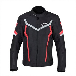 Unisex Black Red Reflective Full Sleeve Windproof <b>Summer</b> <b>Motorcycle</b> <b>Jacket</b> % Polyester - Product Image 2