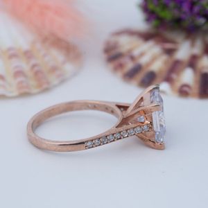 Bague de fiançailles en argent sterling 925 avec moissanite taille radiant 10*14mm, grande taille, pour femme, bijoux fins - Product Image 4