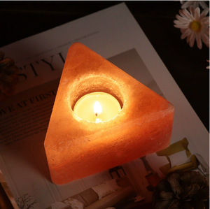 Support de bougie artisanal en sel rose de l'Himalaya, forme géométrique étoile et cœur, artisanat naturel, vente en gros - Product Image 3