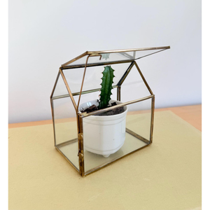 Metal and Glass Geometric House Shape Terrarium Container Display Candle Holder Centre Piece Window Candle Lantern and Planter - Product Image 2