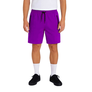 Pantalones Cortos Unisex Morados de Spandex y Poliéster de Secado Rápido con Cordón Ajustable, Bolsillos y Cintura Elástica para Deportes, Gimnasio y Atletismo - Product Image 3