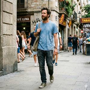 Camiseta Personalizada al por Mayor para Hombre, 100% Algodón Puro, Estilo Vintage, Color Azul Claro Deslavado, Camiseta Urbana - Product Image 2