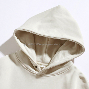 Sweat à capuche surdimensionné en polaire lourd unisexe personnalisé de haute qualité Sweats à capuche d'hiver pour hommes broderie bouffante numérique teint en plaine - Product Image 1