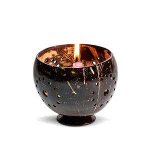 Support de bougie en coquille de noix de coco, décoration bohème, porte-bougies à thé, centre de table pour mariage - Product Image 3