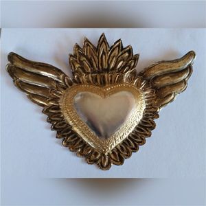Pendentif flamboyant en laiton personnalisé Cœur Sacré, Décoration d'autel catholique Ex Voto, Ornement mural religieux vintage, Fournisseur en gros - Product Image 6
