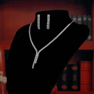 Ensemble de bijoux en argent plaqué or 18 carats et platine avec zircon - Tendance pour les soirées, le bureau et les fêtes - Product Image 2