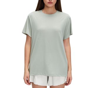 Camiseta Lisa para Mujer, con Logotipo Personalizado, Cuello Redondo, Corte Holgado Informal, Transpirable, de Algodón, Top Básico de Verano, Venta al Por Mayor OEM - Product Image 5
