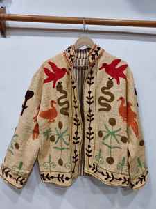 Chaqueta de algodón bordada Suzani del fabricante, ropa exterior étnica colorida, chaqueta étnica de algodón para fiestas, chaqueta bomber Suzani. - Product Image 4