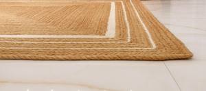 Tapis en jute rustique fait main de style bohème avec bordure blanche, tapis naturel tressé - Product Image 5