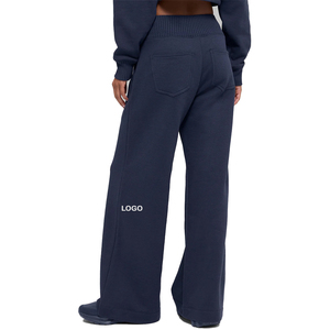 Cropped Turtleneck Coverup and Wide Leg Sweatpants Set Women 2 piece Cotton French Terry <b>Lounge</b> Set Custom Factory Wholesale OEM - Product Image 6