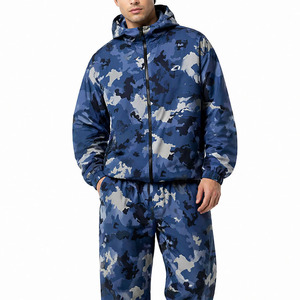 High Quality Wholesale Customized Blue <b>Camo</b> <b>Windbreaker</b> Tracksuit Men Lightweight Hooded Jogger Set Urban Streetwear OEM Jackets - Product Image 3