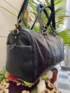 Sac de voyage unisexe en cuir véritable fait main, grand format, multi-usages, avec fourrure, collection Hot Sale - Product Image 2