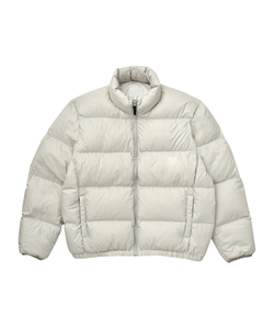 Men's Cream Puffer <b>Jacket</b> Stand Collar Zipper Closure Windproof Winter Casual Short Loose Fit Polyester Wadding Thick Outerwear - Product Image 1