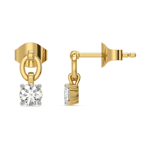 Classic Yellow Gold <b>Stud</b> <b>Earrings</b> With Round Brilliant Cut Diamond For Women Everyday Wear - Product Image 2