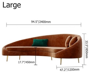 Meubles de salon modernes et luxueux, <span class=keywords><strong>canapé</strong></span> incurvé en <span class=keywords><strong>velours</strong></span> bleu avec pieds en métal doré - Product Image 6