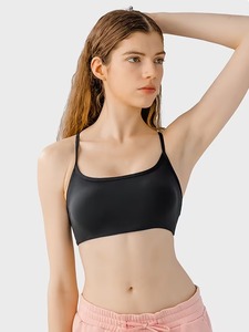 Women Cross Back Open Back Sports Bra Thin Strap Square <b>Neck</b> Yoga Crop Top Removable <b>Padded</b> Gym Workout Active Wear Bralette - Product Image 3