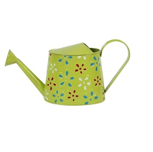 Regadera Metálica Verde con Diseño de Flor Amarilla 28x18x15cm para Jardinería, Acabado Pintado Resistente - Product Image 5