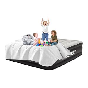 Matelas pneumatique de camping Queen avec pompe intégrée, lit gonflable floqué de 16 pouces - Product Image 1