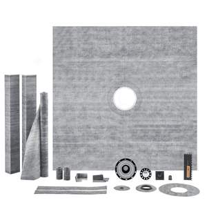 Kit de bordure de douche étanche 72 "x 72" Bride centrale en PVC 2 "Bande de membrane de grille en acier inoxydable 4" pour bâtons de pente de salle de bain - Product Image 1