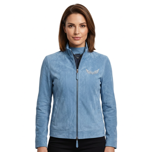Chaqueta Azul para Hombre, Cuello Alto, Cierre de Cremallera, Estilo Casual para Otoño, Corte Regular, Color Sólido - Product Image 2