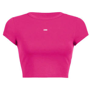 Camisetas cortas para mujer, tela de algodón transpirable, ajuste elegante para uso diario en verano - Product Image 3