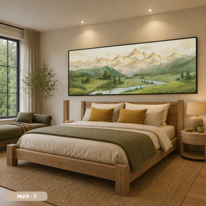 Peinture murale en soie paysage montagneux en gros, œuvre d'art exquise faite à la main, décoration intérieure, OEM ODM, fabriqué au Vietnam, NUI3 - 7 - Product Image 4