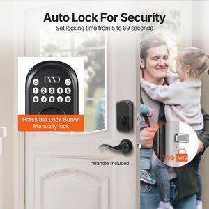 Poignée de porte électronique sans clé de sécurité avec clavier, verrouillage automatique, déverrouillage par mot de passe, levier combiné, commodité sans clé - Product Image 2