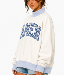 Sudadera Unisex con Cuello Redondo y Bordado, de Felpa de Algodón y Spandex, Manga Regular, Estilo Oversize, Informal, para Invierno y Uso Diario - Product Image 3
