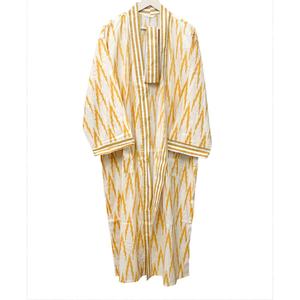 Kimono à imprimé floral peint à la main, 100% coton, col en V, fermeture à ceinture, robe longue, poche, vêtements décontractés pour la maison, été, hiver, printemps - Product Image 5