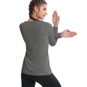 Camiseta de Manga Larga con Cuello en V, Estilo Casual Otoñal para Mujer, Ecológica, de Franela de Algodón/Fibra de Bambú, con Estampado por Transferencia de Calor, Estilo Europeo - Product Image 2