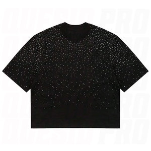 Camiseta de hombre con pedrería brillante, cuello redondo, manga corta, diseño gráfico brillante, para fiesta, club, festival, hip hop, ropa urbana, escenario - Product Image 1