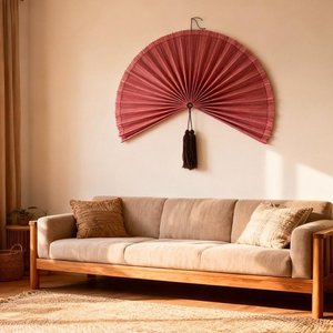 Abanico de Pared de Bambú Hecho a Mano, Decorativo, para Decoración de Interiores de Estilo Boho Costero o Rústico, Kingcraftviet - Product Image 1
