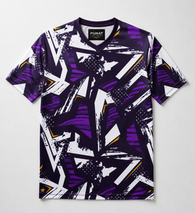 FURAT LEATHERS Camiseta de Baloncesto Unisex con Cuello en V, Sublimada, Estampado Geométrico, Absorbente de Humedad, Manga Corta, Corte Regular, Poliéster - Product Image 1